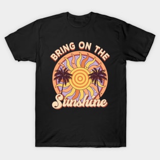 Vintage Retro Beach Rainbow Sunset Bring On The Sunshine T-Shirt